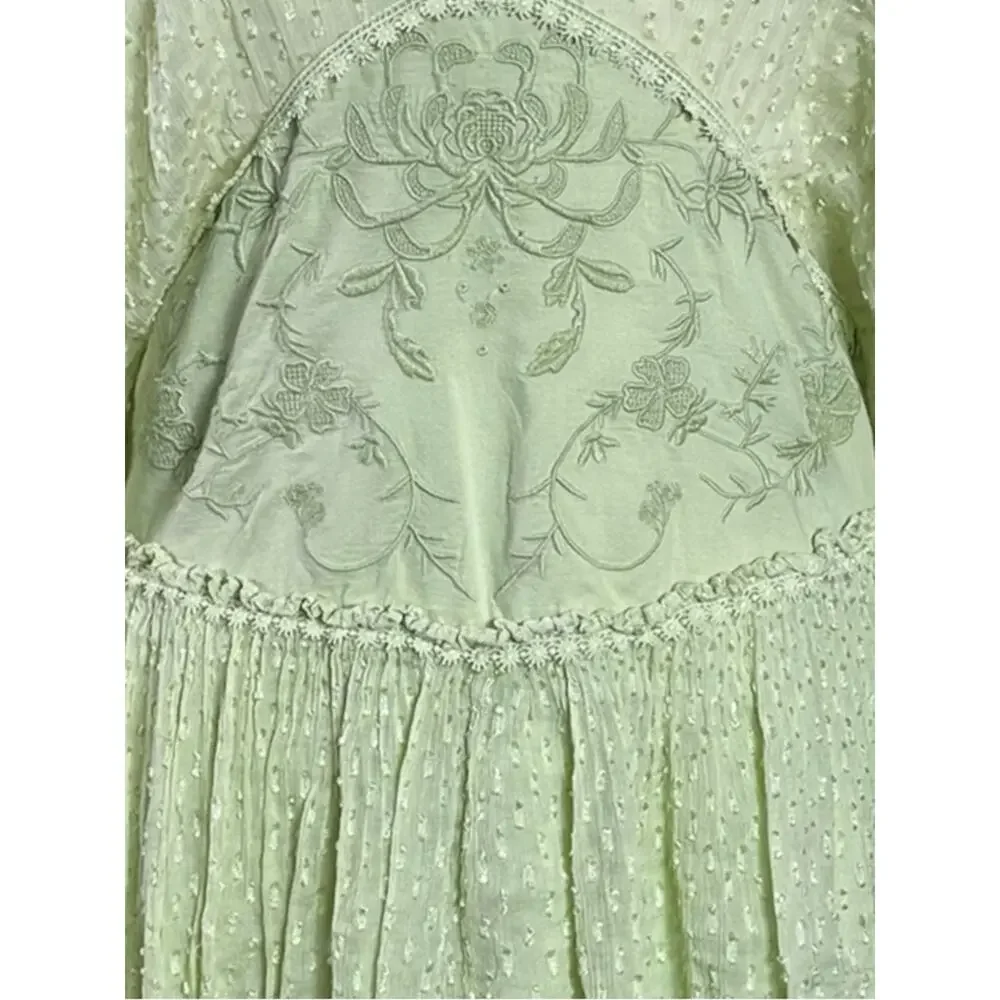 Free People Bohemian Ethereal Cottage Sweet Dreams Mini Dress Frozen Dew Size XL